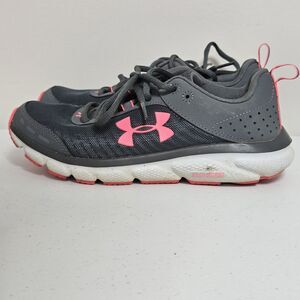 Under Armour Charged Assert 8 Running Shoes Womens 7 Gray Pink Athletic Sneakers